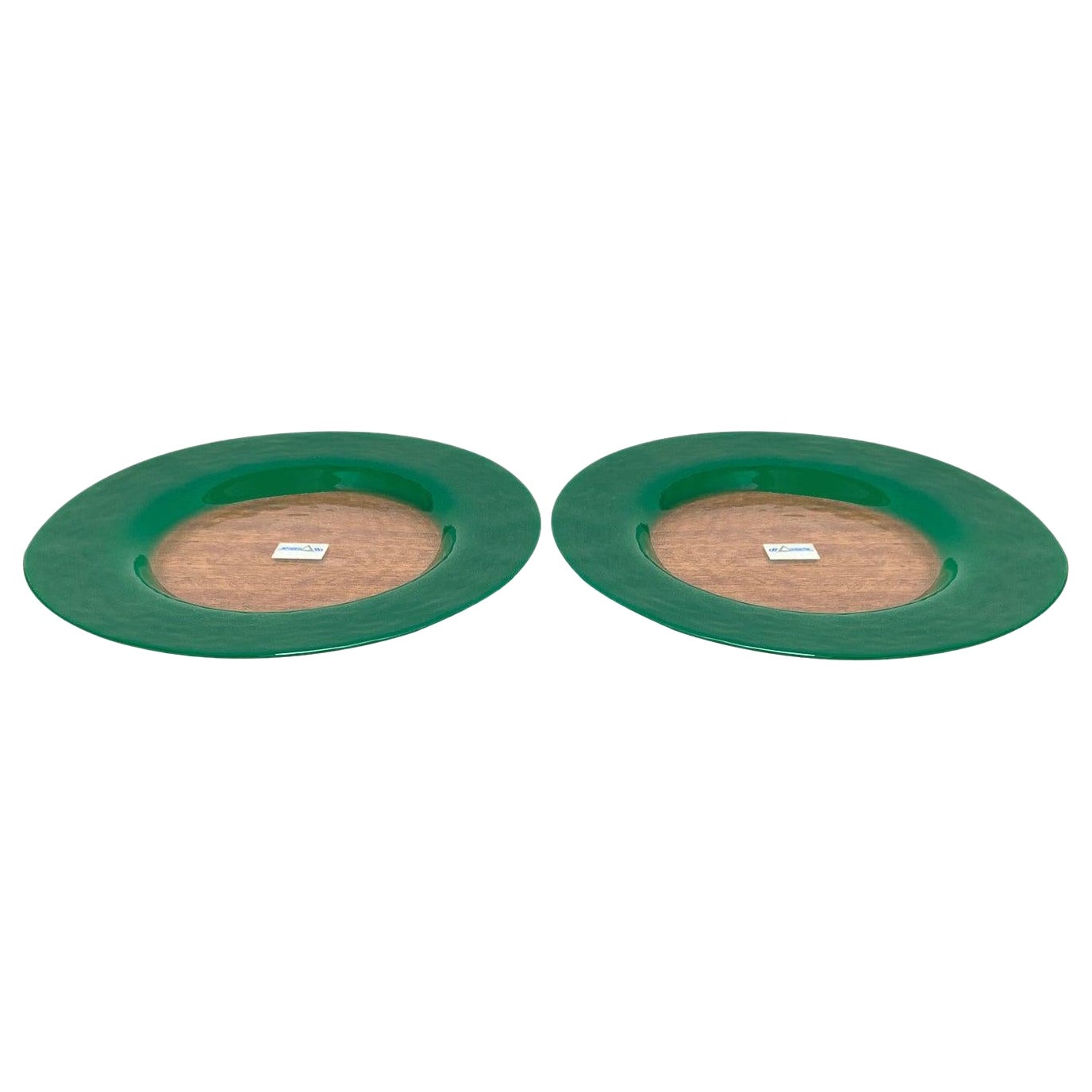 Set of 2 Vintage Postmodern Italian Glass Plates from Diangelo