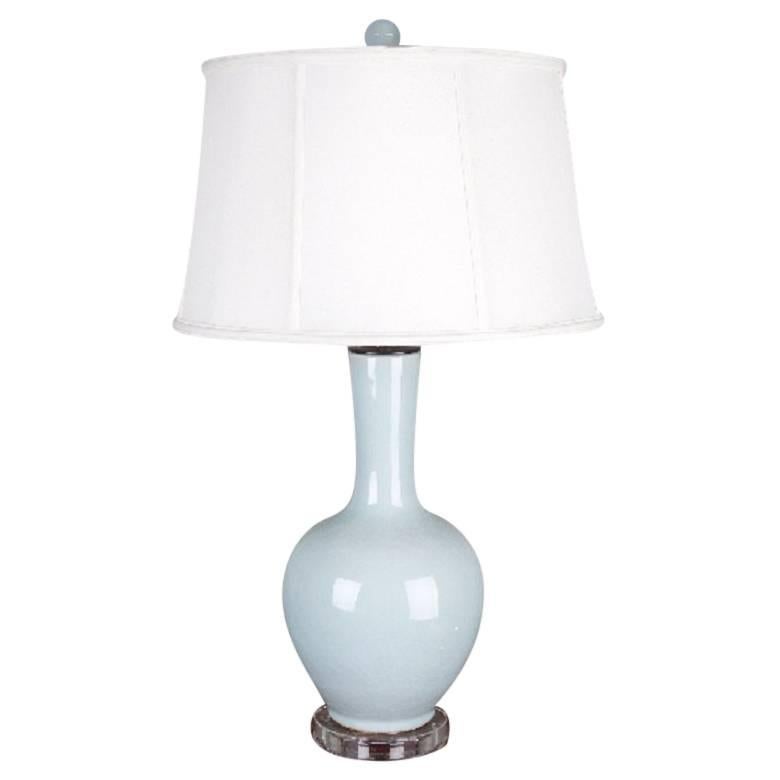 Light Blue Ceramic Table Lamp For Sale