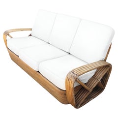 Paul Frankl 5-Strand Square Pretzel Square-Back 3-Seat Sofa (non restaurato)