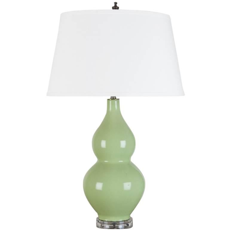 Light Green Ceramic Table Lamp For Sale