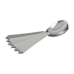 Georg Jensen Pyramid. Set of six dinner spoons in 830 silver and sterling silver