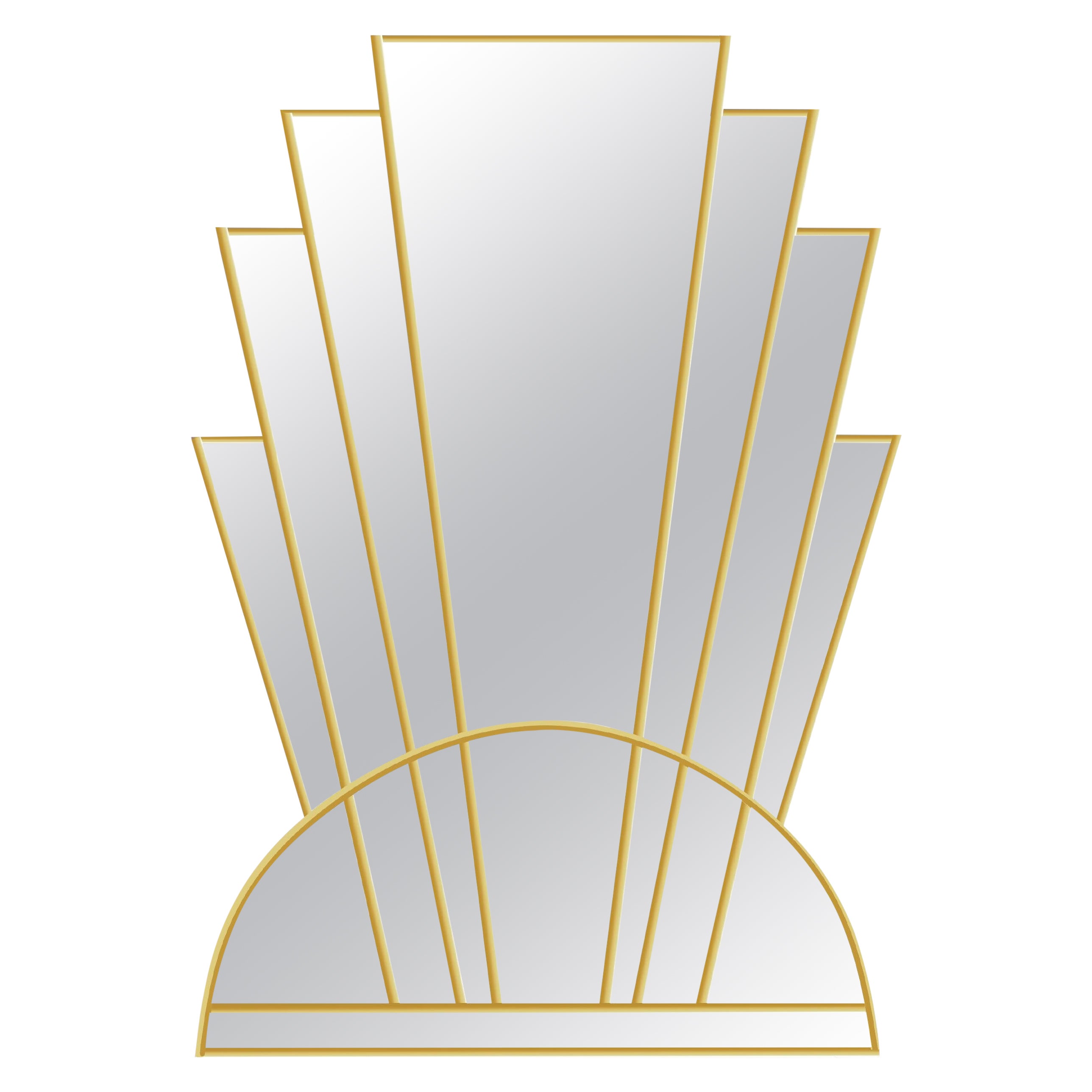 Apollo Art Deco Wall Mirror in Brass