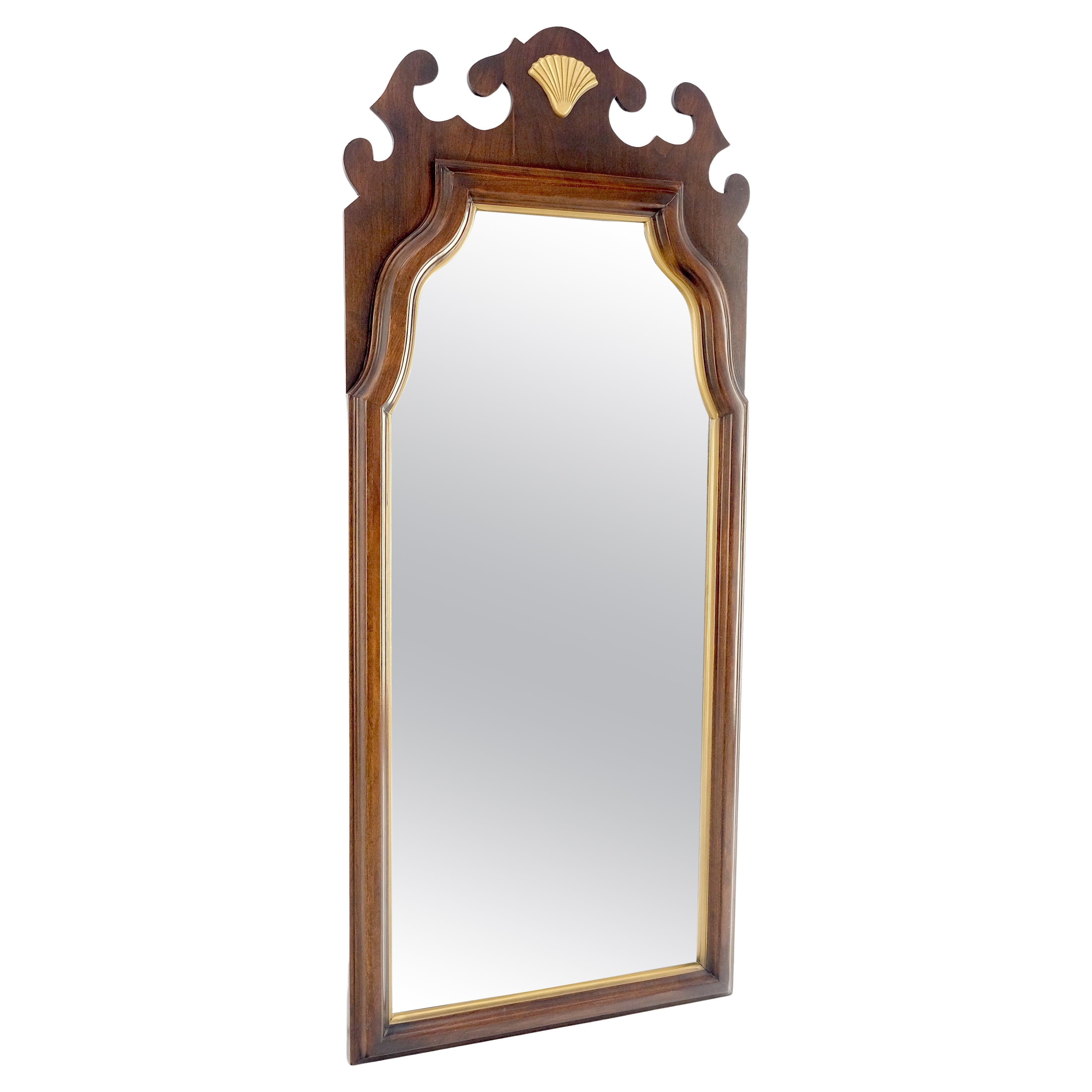 American Light Walnut Gilt Scallop Crown Decorated Wall Mirror MINT