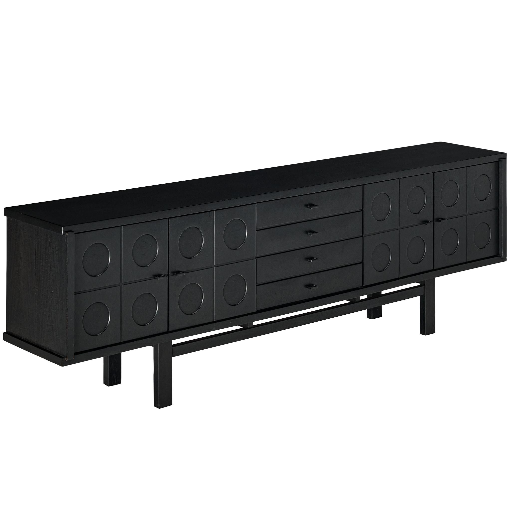 Buffet brutal belge en frêne laqué noir