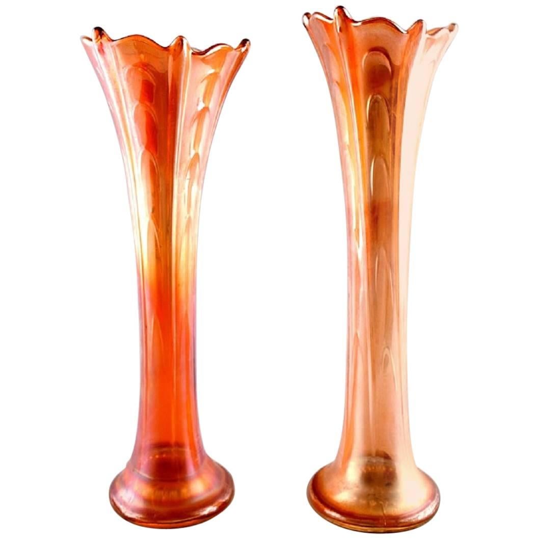 Pair of American Pressure Glass Vases, Mid-20th Century For Sale