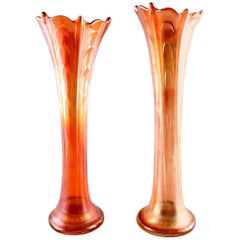 Pair of American Pressure Glass Vases, Mid-20th Century