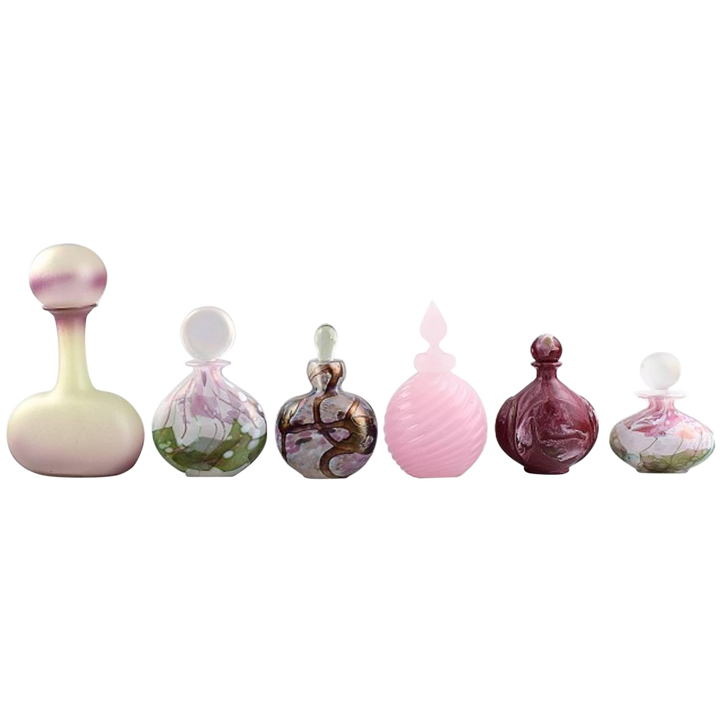 Six Perfume Bottles, Art Glass