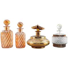 Four Perfume Bottles, Art Glass Four Perfume Bottles, Art Glass