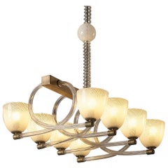 1930 Seguso Murano Grand Chandelier en verre de Murano
