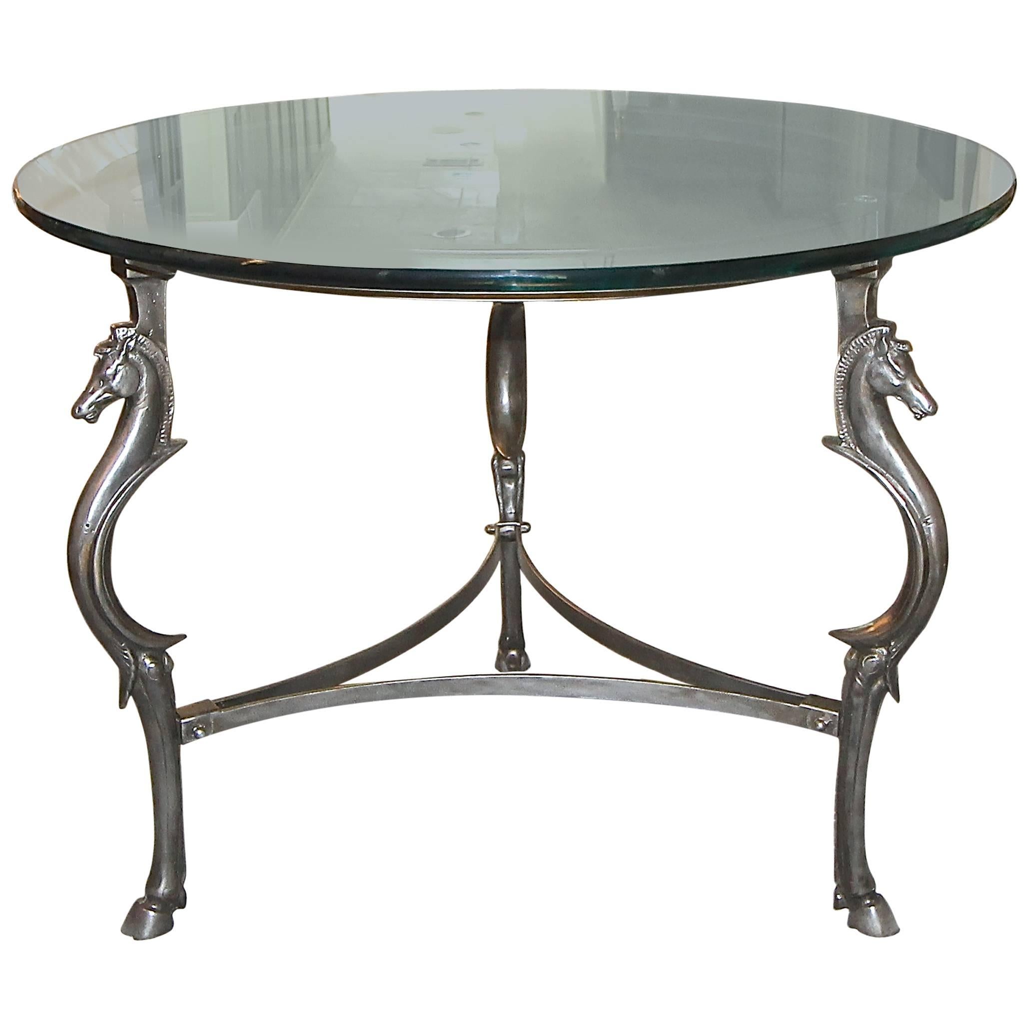 Jansen Style Cast Steel Horse Center Table