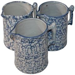 Group of Three 19th Century Spongeware Pitchers 2