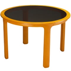 Luigi Massoni for Poltrona Frau Dining Table in Leather and Smoked Glass