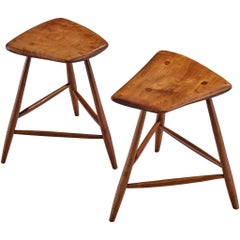 Wharton Esherick Three-Legged Stools in Cottonwood