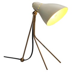 1950s Mid-Century Modern Italian Desk Lamp in Brass with Perforated Shade