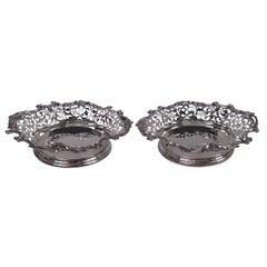 Pair of American Edwardian Sterling Silver Wine Bottle Coasters