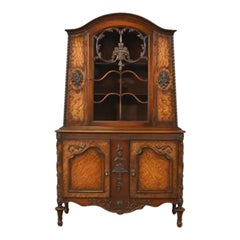 Romweber Französisch Regency Louis XVI Burled Walnuss Breakfront Bücherregal Kabinett