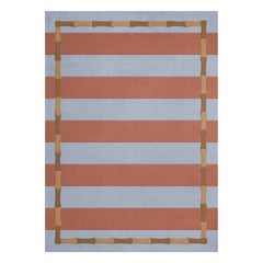 Tapis à rayures bambou bleu rouille Alice Crawley