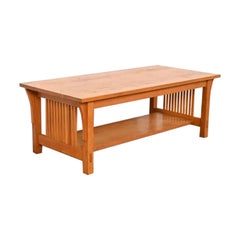 Stickley Mission Eichenholz Arts & Crafts zweistöckiger Couchtisch