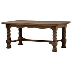 Dining Table with “Presse à Vin” Legs, Bleached Oak, France, 1940s