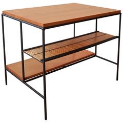 Paul McCobb Iron Table with Split Bamboo Shelf
