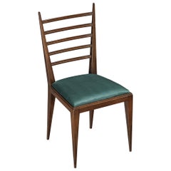 Chaise Art Déco italienne en noyer avec dossier en échelle