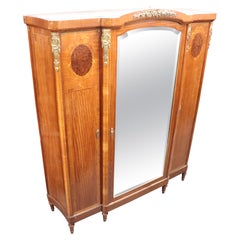 Fine Satinwood and Bronze Mounted French Art Nouveau Louis XVI Armoire