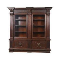 R. Libreria in mogano intagliato in stile J. Horner Antique French Renaissance Revival