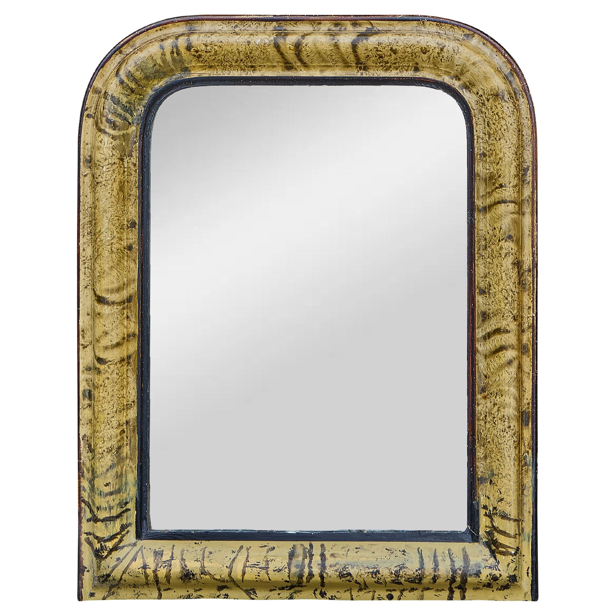 French Louis-Philippe Mirror with Faux Tortoiseshell Painted Frame, circa 1850