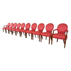 Baker Furniture Style French Regency Louis XVI Carved Mahogany Dining Chairs