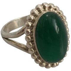 Georg Jensen Silver Ring #9 with Green Agate