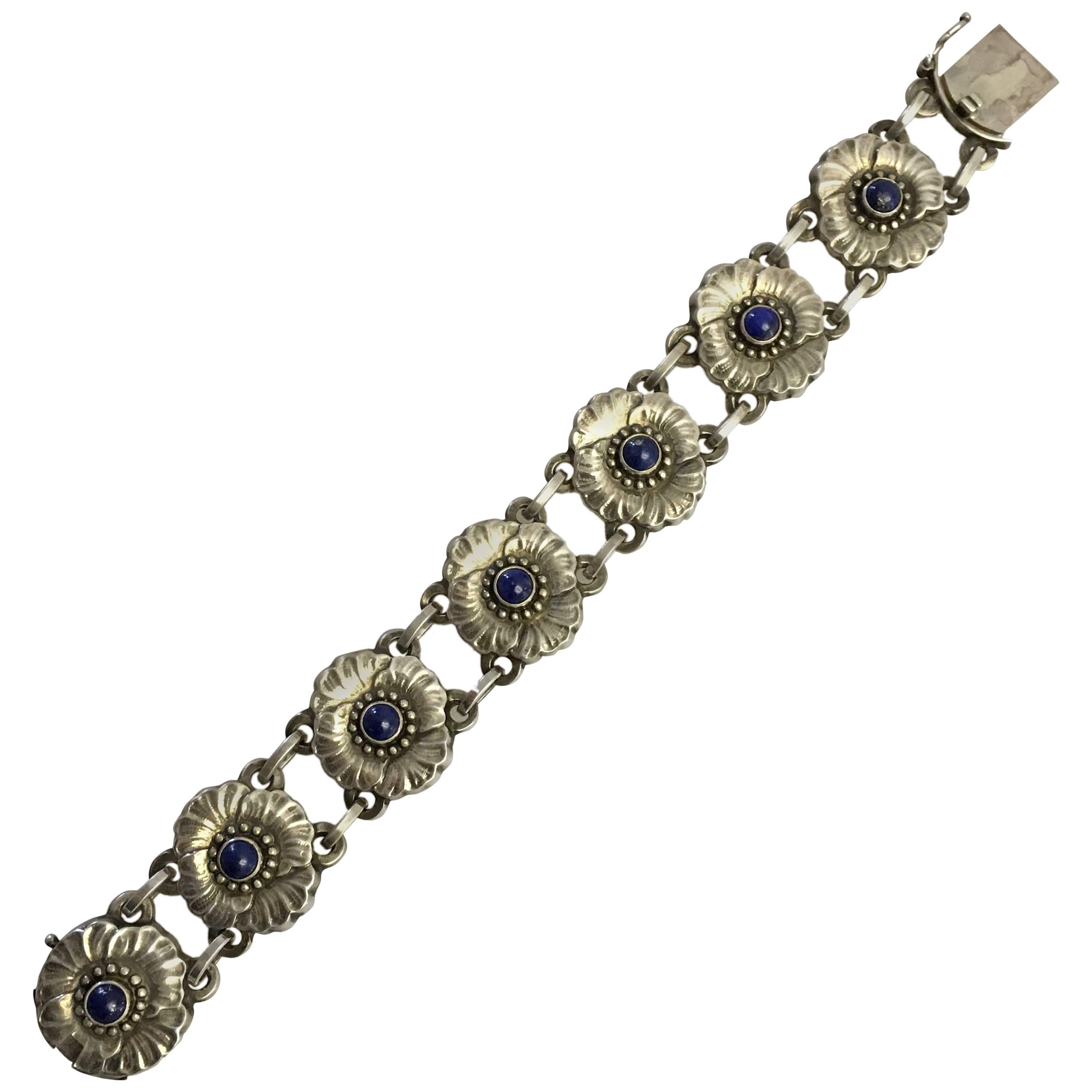 Georg Jensen Sterling Silver Bracelet #36 with Lapis Lazuli