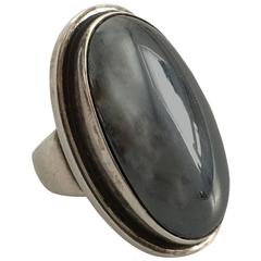 Georg Jensen Sterling Silver Ring #46e Ornamented with Hematite
