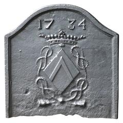 18th Century French Coat of Arms Fireback, Dated 1734