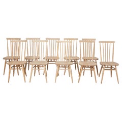 Ensemble de dix chaises de salle à manger en orme blanchi Ercol 608 du milieu du siècle dernier