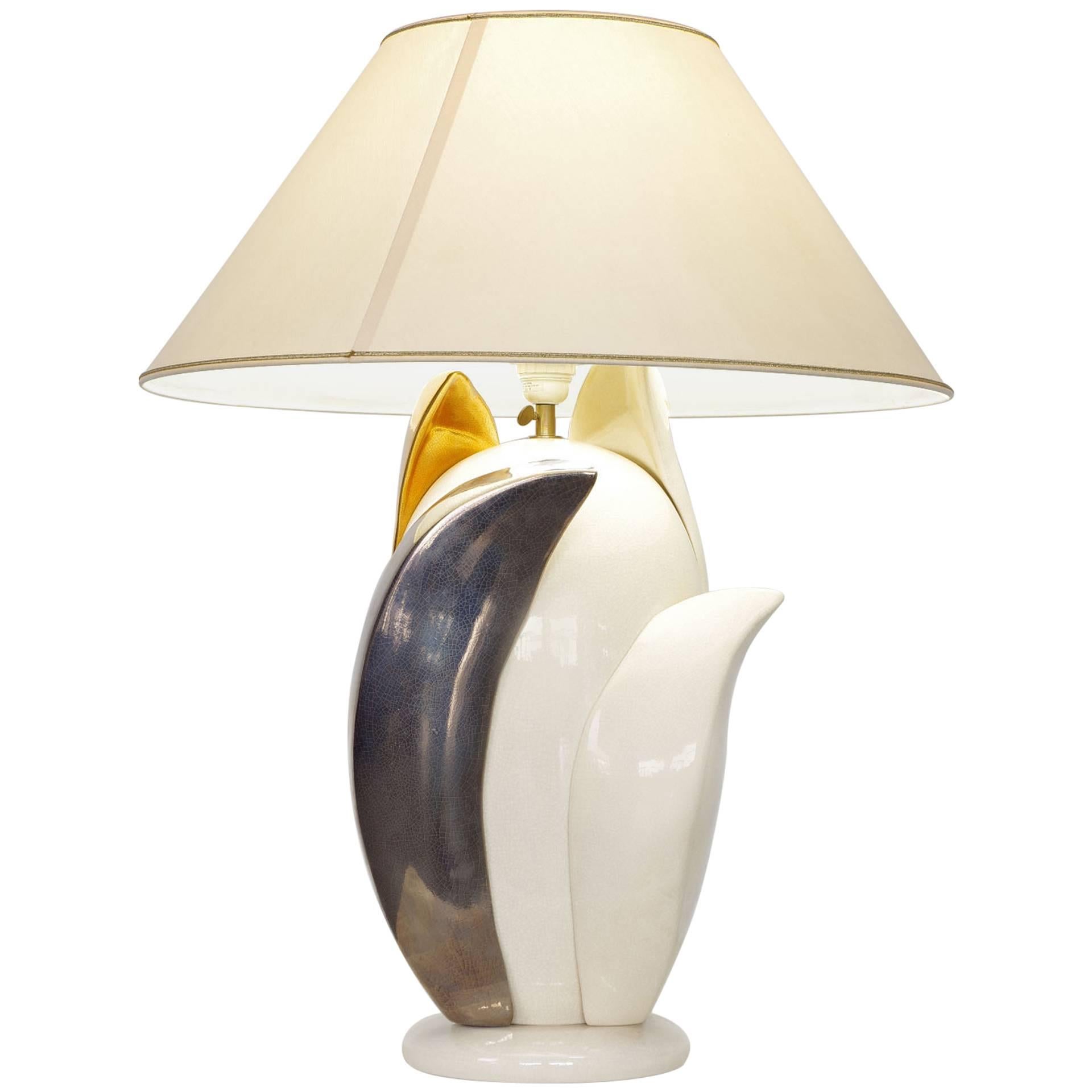Very Rare Ceramic Table Lamp by Francois Chatain For Sale
