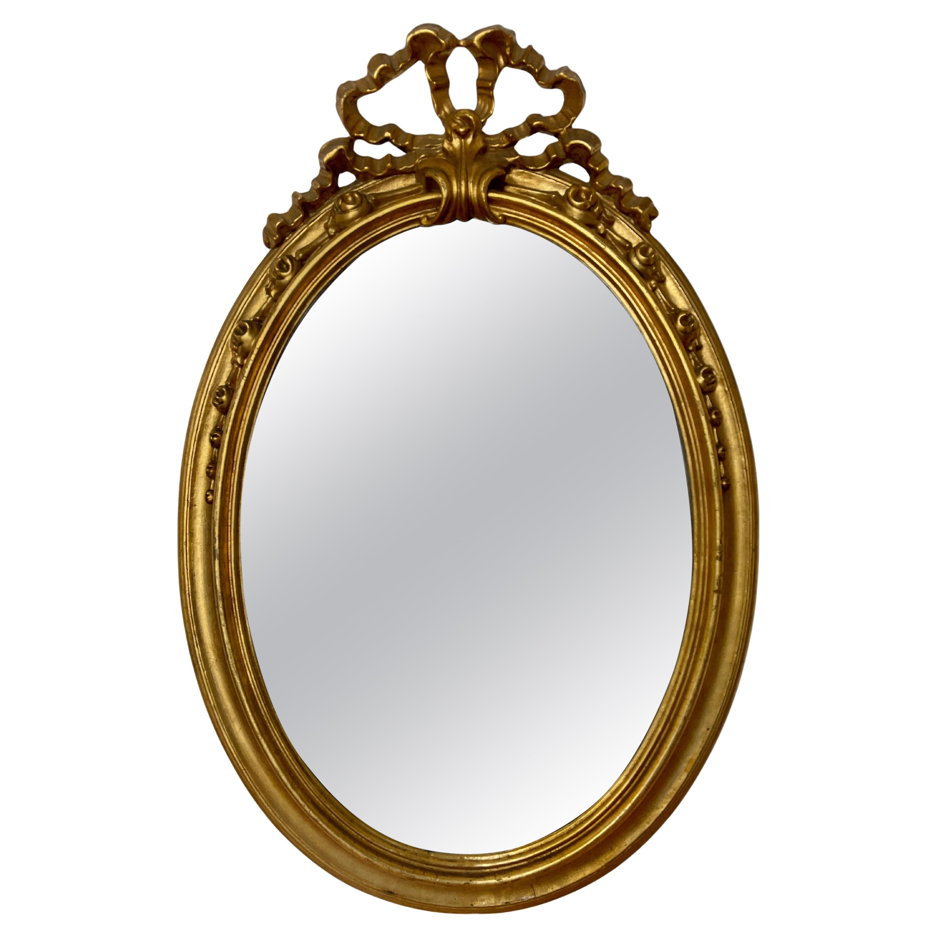Miroir ancien français à la feuille d'or 19ème siècle