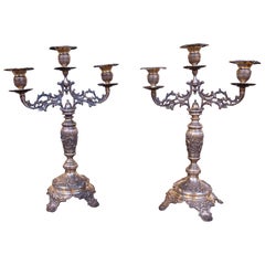 Paire d'élégants chandeliers en Alegance Silver des années 50