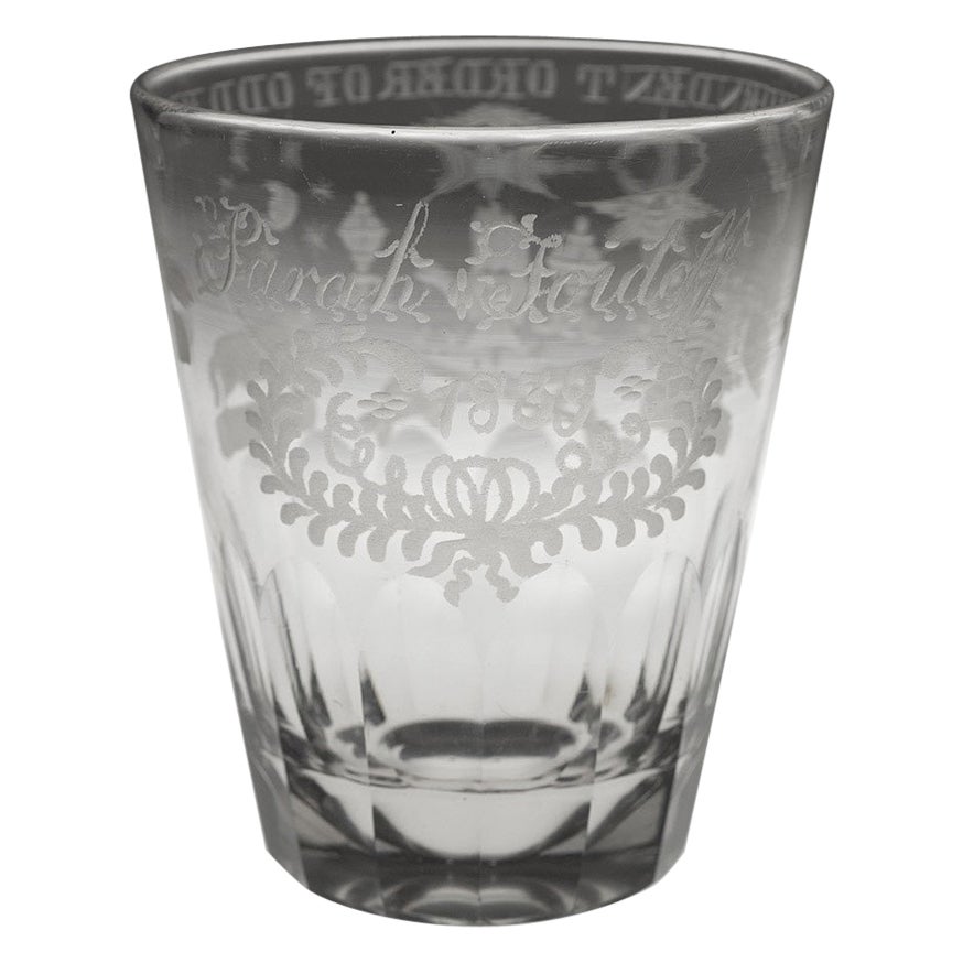 Vaso grabado de la Independent Order of Oddfellows c1839