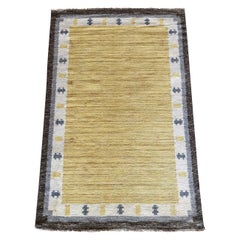 Rara alfombra de tejido plano Rölakan de pura lana firmada por Ingegerd Silow, Suecia Años 50