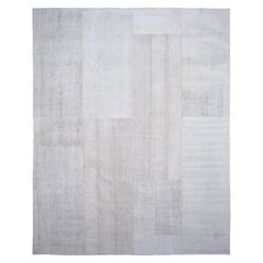 Scandinavian Modern Ivory Lt Grey Wool and Hemp Kilim 12'x15'1''