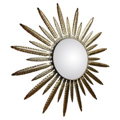 Miroir vintage en laiton à effet soleil