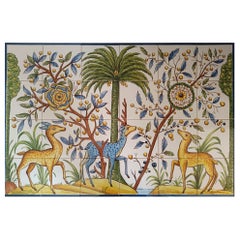 Azulejos Portuguese Decorative Tiles "Deer" Hand Painted and Signed by Artist