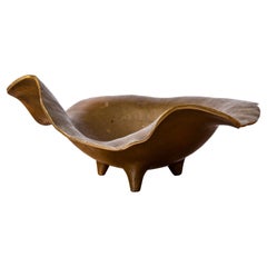 Big Size Solid Bronze Decorative Dish on Tripod Feet - France 1970's