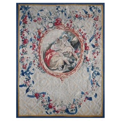 French Medallion Tapestry Aubusson Manufactury 18th century - L145xh202 - N 1522