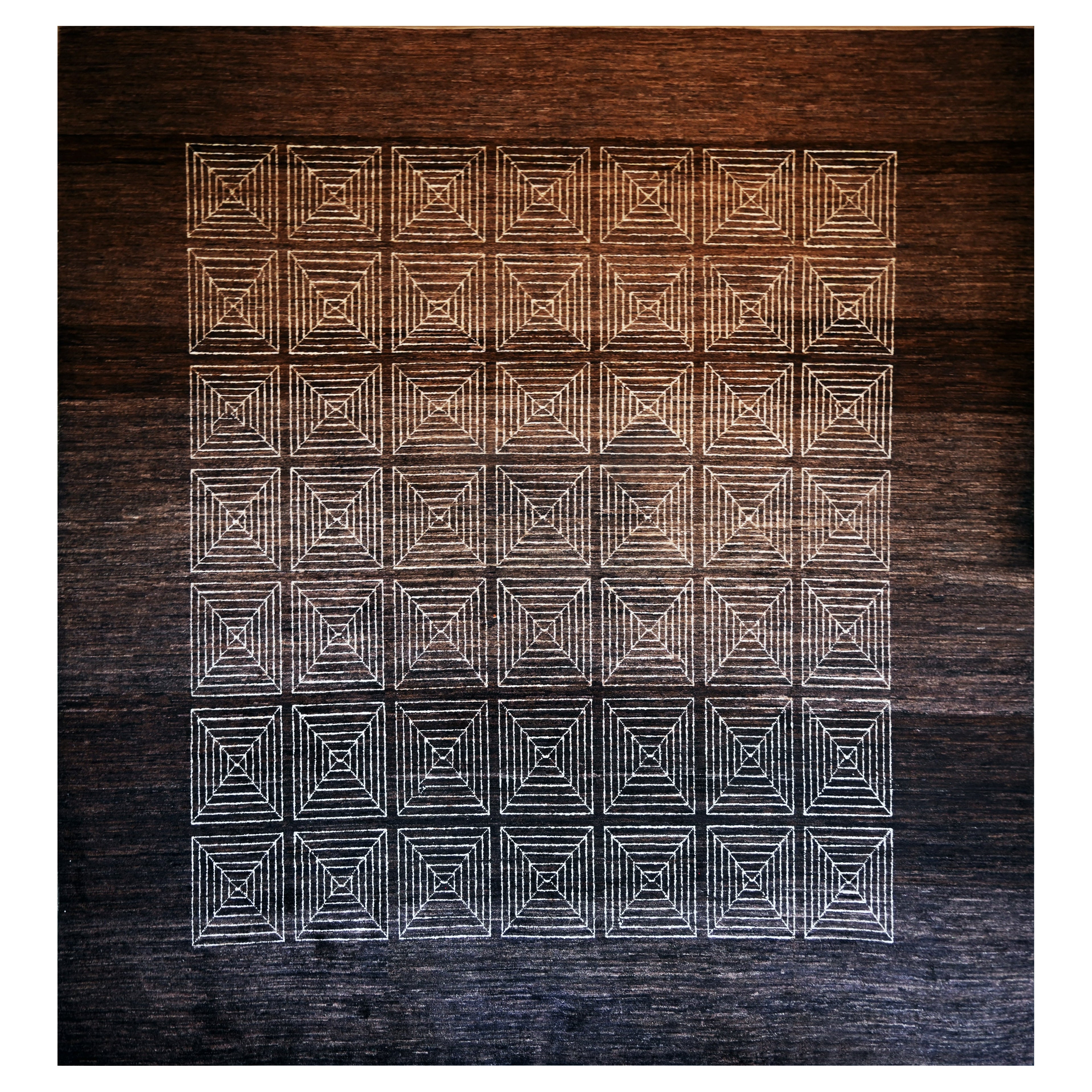 Time Flows - French Art Deco Rug, Circa 1940 - Wool Pile on Cotton - No. 1518 For Sale