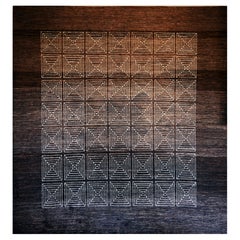 Le temps s'écoule - Tapis français Art Déco, Circa 1940 - Laine sur coton - No. 1518