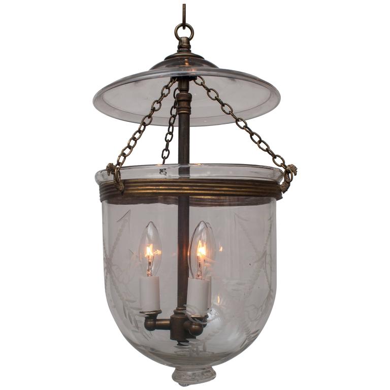 Spear Etched Bell Jar Lantern With Glass Pontil At 1stdibs Spear Etched Bell Jar Lantern With Glass Pontil For
