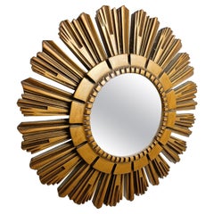 Vintage golden sunburst mirror, 1960s