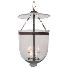 Clear Bell Jar Lantern with Glass Pontil