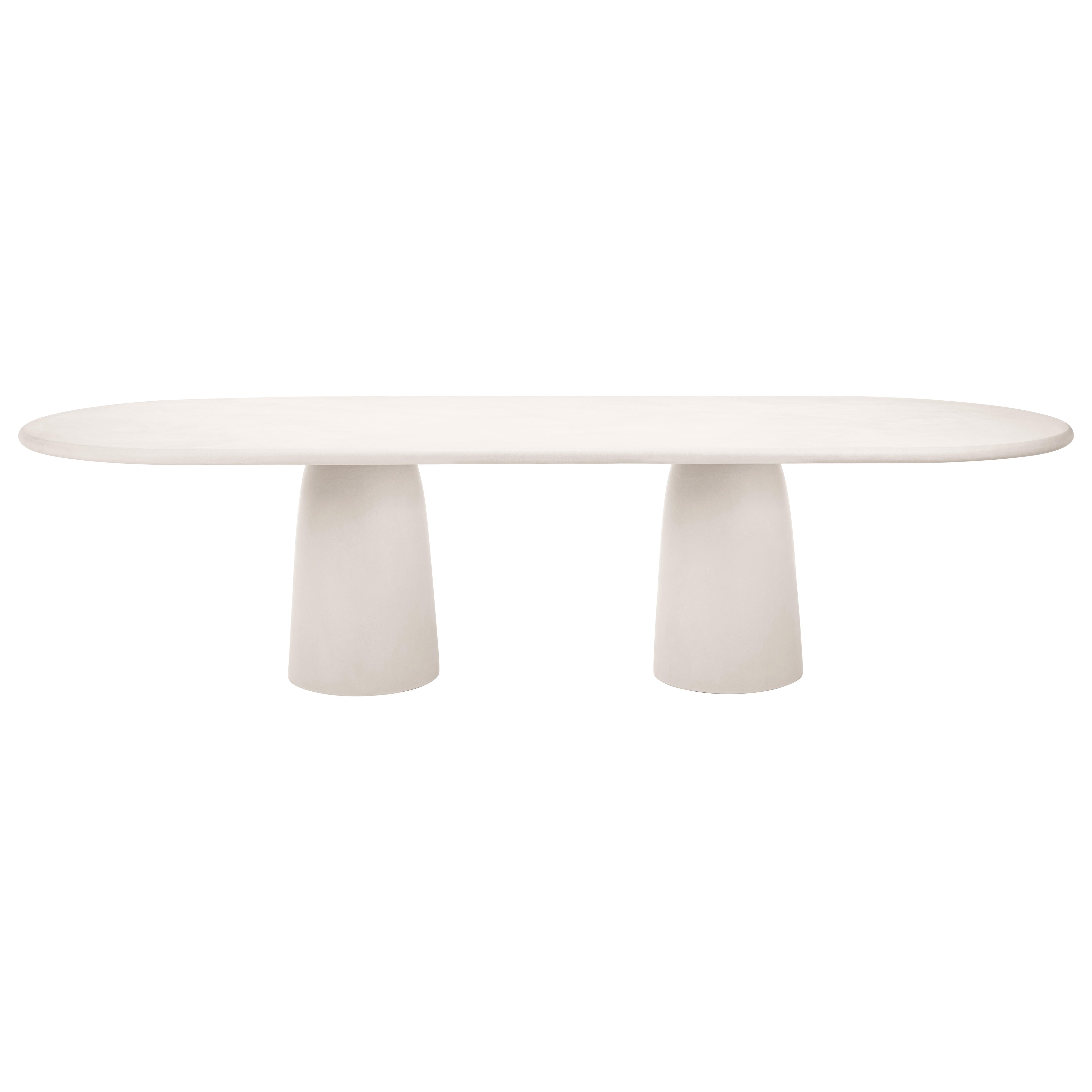 Contemporary Rounded Natural Plaster "Menhir" Table 240 cm by Isabelle Beaumont